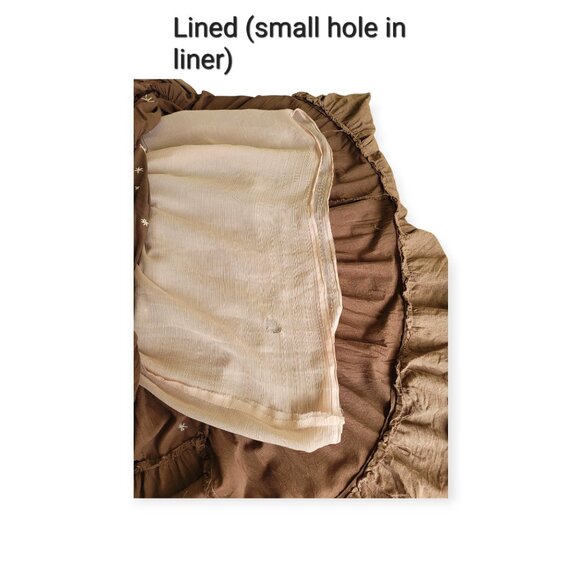 90s Handmade Whimsigoth Tiered Maxi Skirt Embroidered Brown Boho Y2K Size Small - Picture 9 of 10